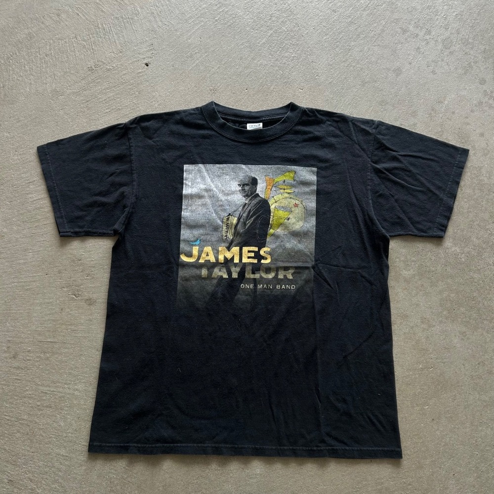 Vintage James Taylor One Man Band Shirt Size Large Black Spring 2006 Tour